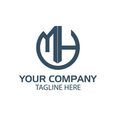 Letter MH stock logo, MH initial., flat design. technology logo