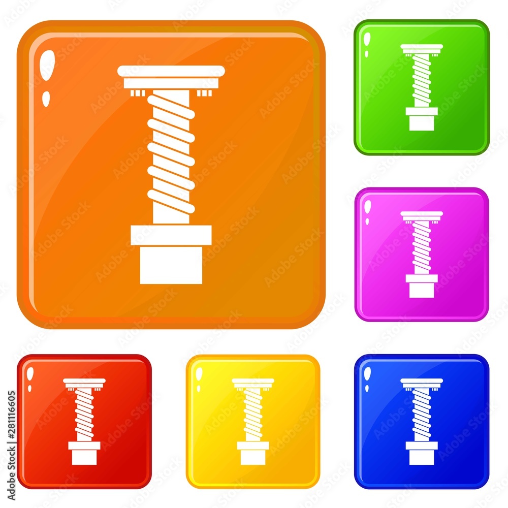 Poster spiral tool icons set collection vector 6 color isolated on white background