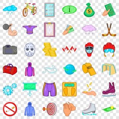 Arena icons set. Cartoon style of 36 arena vector icons for web for any design