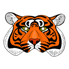 Tiger head mask, vector illustration on white background