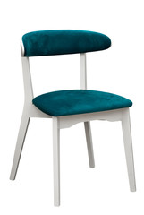 Colored chairs from fabric and suede on a white background