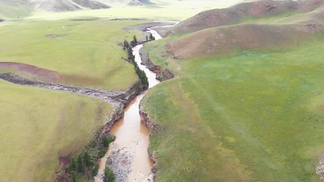 Aerial view of the Orkhon Valley Canyon, Central Mongolia