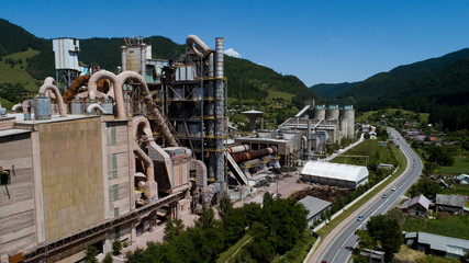 Aerial view of an industrial facility on a sunny day
