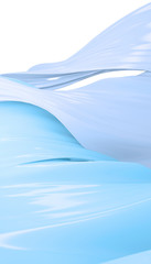 Abstract glamorous or children's background. Current thick blue liquid on white background. Blue waves. 3D rendering.