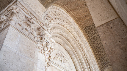 Historical Entrance with Ornaments of the Votive Church and Cathedral of Our Lady of Hungary, Dom...