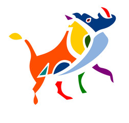 Logo phacochère multicolores