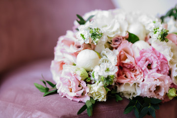 Wedding flowers, bridal bouquet closeup.