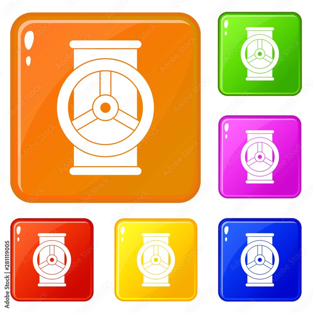 Poster valve icons set collection vector 6 color isolated on white background