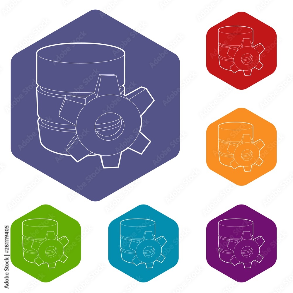 Poster working database icon. outline illustration of working database vector icon for web