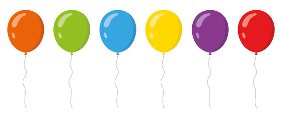 Colored balloons in flat style set . Vector - obrazy, fototapety, plakaty