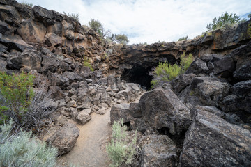 Entrance to the Sentinal Cave in Lava Beds National Monument in California