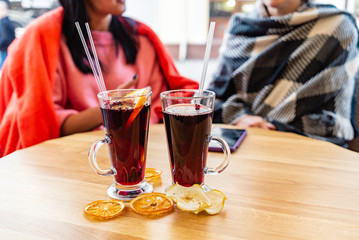 woman drinking mulled wine