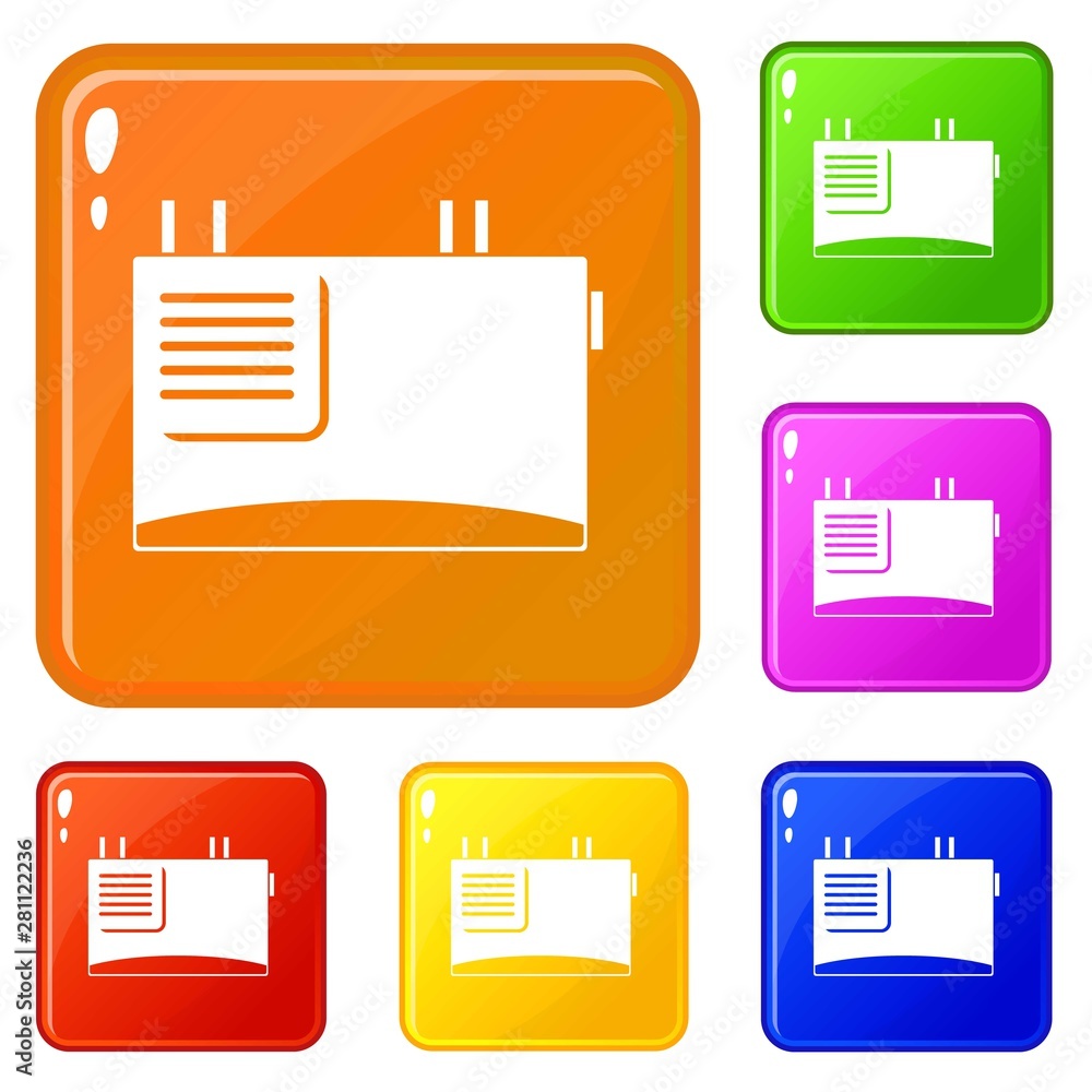 Poster wall router icons set collection vector 6 color isolated on white background