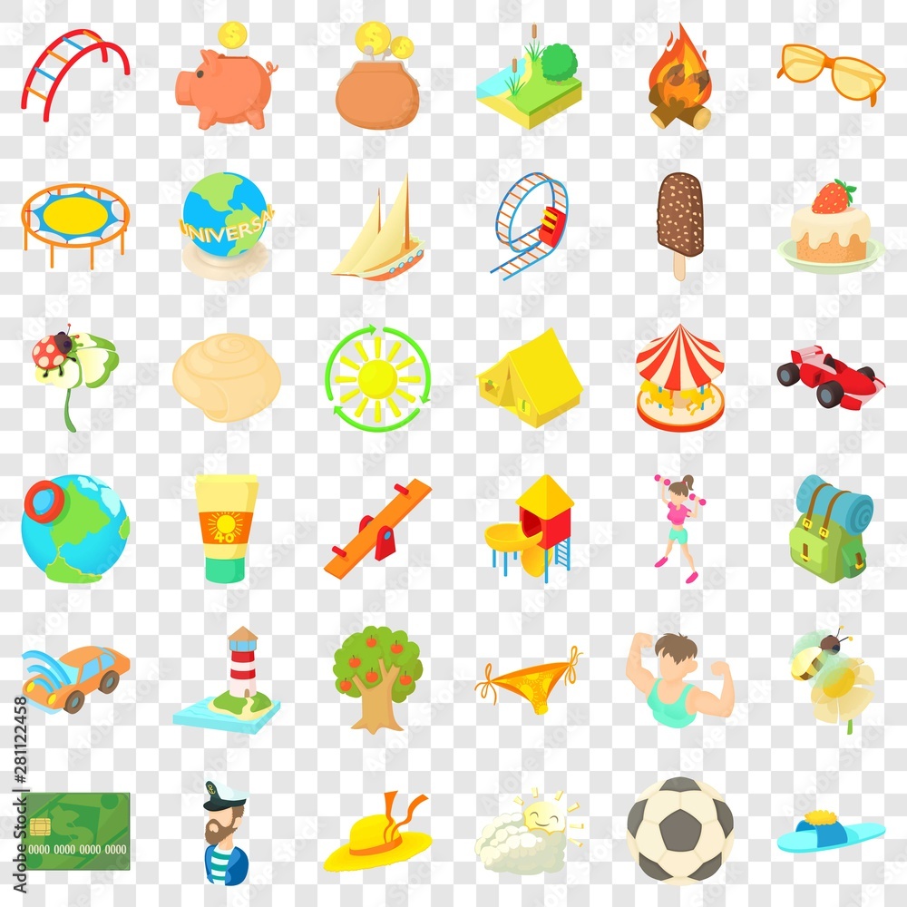 Poster acrobat icons set. cartoon style of 36 acrobat vector icons for web for any design