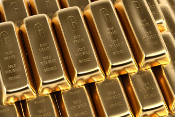 Gold bars background - 3d rendering