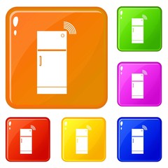 Fridge icons set collection vector 6 color isolated on white background