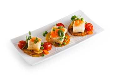 Portions of fish appetizers.