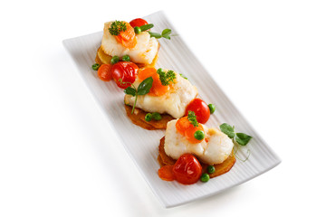 Portions of fish appetizers.