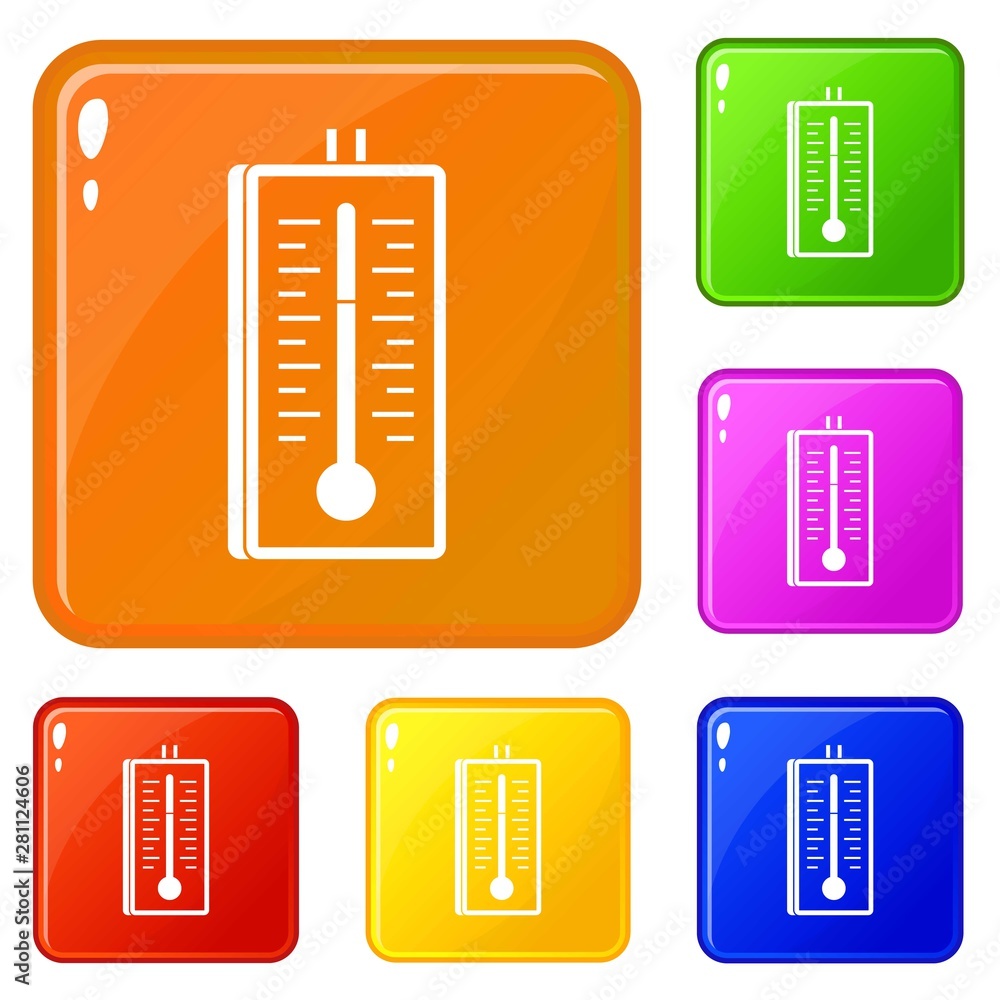 Poster thermometer icons set collection vector 6 color isolated on white background