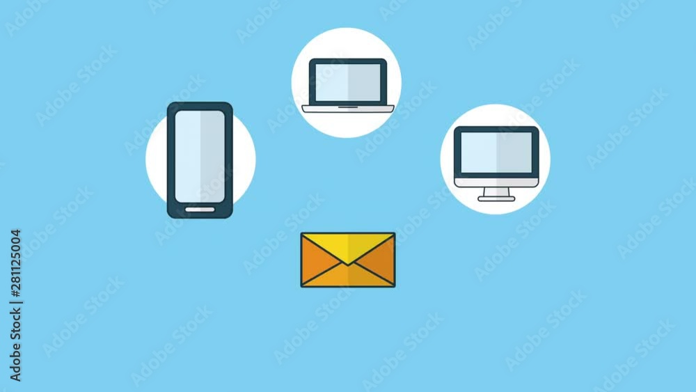Poster envelope email with set devices