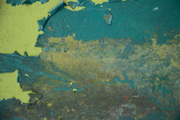 Green grunge worn paint surface ugly vintage background