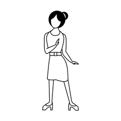 woman young female person cartoon in black and white