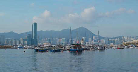 Fototapeta na wymiar Hong Kong harbor, typhoon shelter