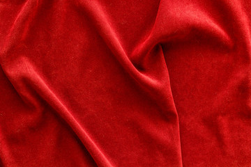 Red fabric texture background top view mock up