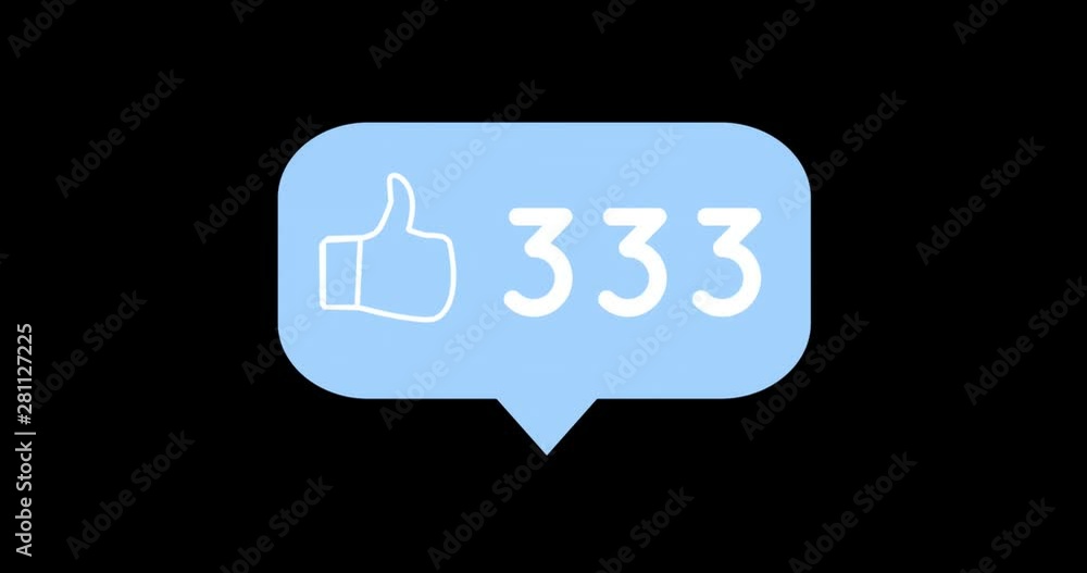 Poster message bubble icon with increasing numbers and like icon for social media 4k