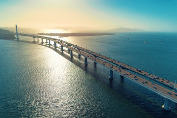 Fototapeta na wymiar Aerial view of the Bay Bridge in San Francisco, CA