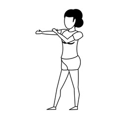 fitness sport exercise lifestyle cartoon in black and white