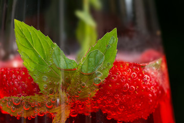 Erdbeerbowle mit Pfefferminze