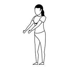 fitness sport exercise lifestyle cartoon in black and white