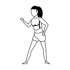 fitness sport exercise lifestyle cartoon in black and white