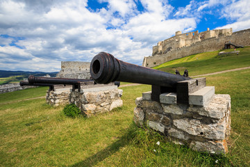 Biggest Spissky castle in Slovak Republic with cannons