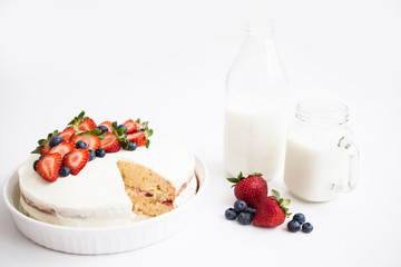 Tres Leches Latin Cake with Strawberries and Blueberries