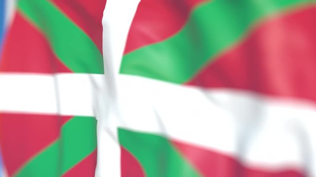 Waving flag of Basque Country, an autonomous community in Spain. Close-up, loopable 3D animation
