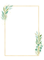 Herbal rectangular decorative frame watercolor raster illustration - 281134208