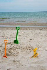 beach toys at baltic sea beach in Mecklenburg-Western Pomerania, Germany