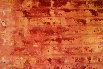 Blurred image of an old painted brick wall texture. Abstract texture background. Old wall background with a lot of copy space for text.