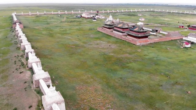 Aerial view of the Erdene zuu Monastery, Central Mongolia
