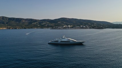 Obraz premium drone, aerial, photography, yatch, luxury, port, sailboat, Mallorca, Island