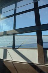 Fototapeta na wymiar public library of salt lake city windbell glass reflection sunny day glass roof elevator