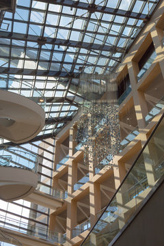 public library of salt lake city windbell glass reflection sunny day glass roof elevator