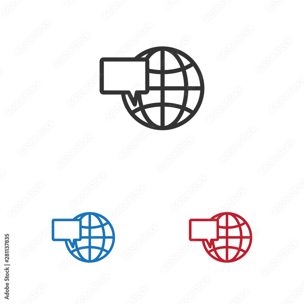 Poster web globe and speech bubble vector icon