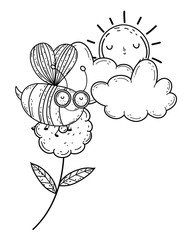 Isolated bee draw cartoon design