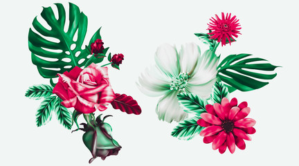 bouquet of flowers,digital painting,illustration
