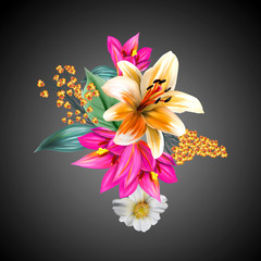 bouquet of flowers,digital painting,illustration