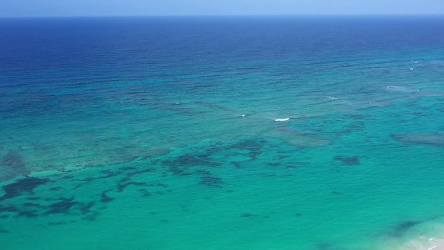 Aerial view with caribbean sea with boats. Travel destination. Summer vacations
