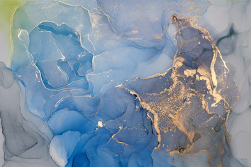  Abstract colorful background, wallpaper. Mixing acrylic paints. Modern art. Paint marble texture. Alcohol ink colors  translucent